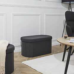 The home deco factory pouf-coffre rond - Noir pas cher