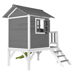Acheter Axi House AXI Maison Enfant Beach Lodge XL en Gris avec Toboggan VERT Clair | Maison de Jeux en Bois FFC pour Les Enfants | Maisonnette / Cabane en Bois