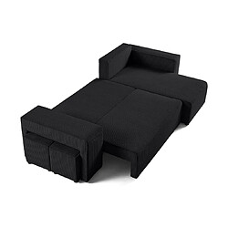 Bestmobilier Topaze - canapé d'angle réversible 4 places - convertible avec coffre, tablette et poufs - en velours côtelé