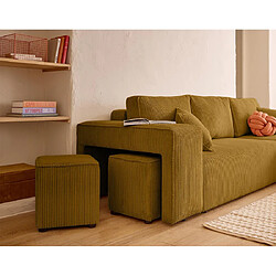 Bestmobilier Topaze - canapé d'angle réversible 4 places - convertible avec coffre, tablette et poufs - pas cher