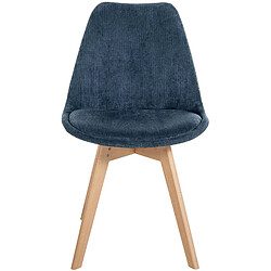 Decoshop26 Chaise Velours Côtelé Bleu