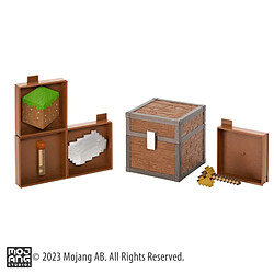 Noble collection Coffre à butin Minecraft Coffre à butin de figurine Minecraft - Accessoires inclus: hache, bûche, boussole, fleur - Boîte-fenêtre - Dès 3 ans