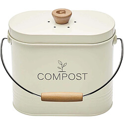 GUILLOUARD DISTRIBUTION Composteur de cuisine ovale en métal avec filtre 3 litres beige.