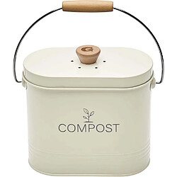 GUILLOUARD DISTRIBUTION Composteur de cuisine ovale en métal avec filtre 3 litres beige.
