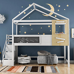 KOMHTOM Lit Cabane Enfant 200x90cm Blanc