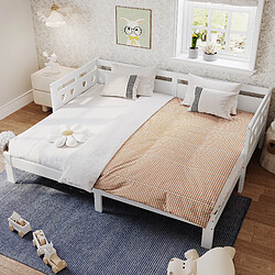 Avis KOMHTOM Lit gigogne en pin massif - Blanc 90x200 cm