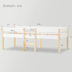 Acheter KOMHTOM Lit bébé avec protection antichute 90x200 cm - Blanc