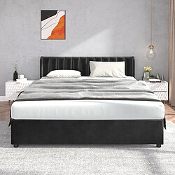 KOMHTOM Lit capitonné double 180 x 200 cm - Noir