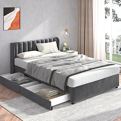 KOMHTOM Lit Capitonné Double - Gris
