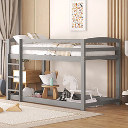 KOMHTOM Lits superposés 90x200 cm gris bois massif pas cher