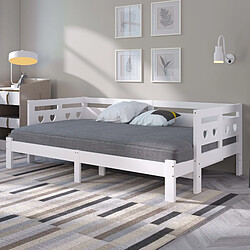KOMHTOM Lit gigogne en pin massif - Blanc 90x200 cm pas cher