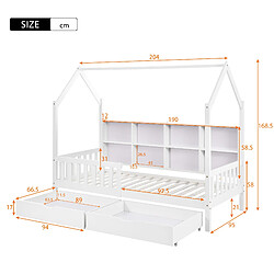 Avis KOMHTOM Lit Maison Enfant 90x200 cm - Blanc