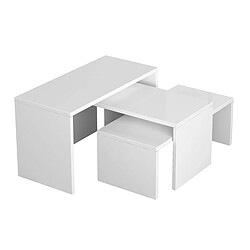 Alexandra House Living Jeu de 3 tables Blanc Bois MDP