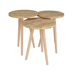 Alexandra House Living Set de 3 tables gigognes - Bois MDP - Naturel