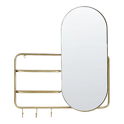 Beliani Brion Miroir suspendu - Métal doré - 80 x 72 cm - Étagères intégrées