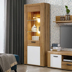 Dansmamaison Vitrine 1 porte blanc/bois clair