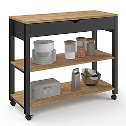 Idmarket MARKET Desserte PENH - Noir et hêtre