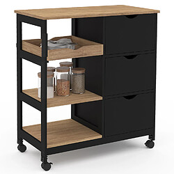 Idmarket Desserte de Cuisine Muna - Noir/ Hêtre