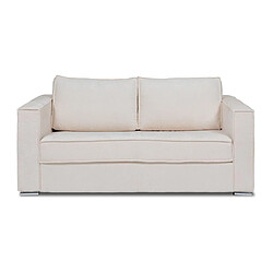 Vente-Unique Canapé 3 places convertible express en tissu texturé beige - Couchage à lattes larges 140 cm - Matelas 14 cm LORETO