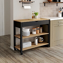 Idmarket MARKET Desserte PENH - Noir et hêtre