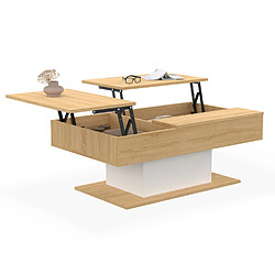 Idmarket Market Table basse EDEN Bois et Blanc