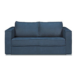 Vente-Unique Canapé 4 places convertible express en tissu texturé bleu - Couchage 160 cm - Matelas 22 cm LORETO