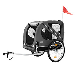 Hauki Remorque 2in1 de vélo et chien pliable gris chariot à réflecteurs/drapeau 40 kg