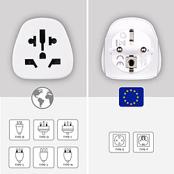 Adaptateur de Voyage Universel Ewent EW1480 UK/USA/AUS vers EU Blanc