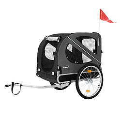 Hauki Remorque 2in1 de vélo et chien pliable noir chariot à réflecteurs/drapeau 40 kg