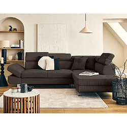 BestMobilier Lisbona - Canapé d'angle droit 5 places - Marron