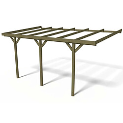 Habitat Et Jardin Carport bois adossé voiture Solar 2 - 300 x 454 x 245 cm
