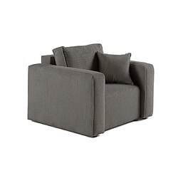 BESTMOBILIER Topaze Fauteuil - Gris foncé Fauteuil classique - Velours texturé - Europe - Structure bois et panneaux de particules - Pieds en plastique