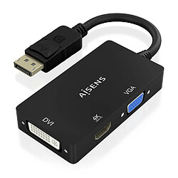 AISENS A125-0861 câble vidéo et adaptateur 0,15 m DisplayPort VGA + HDMI + DVI Noir