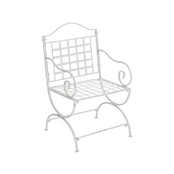 Decoshop26 Chaise de jardin métal - Blanc vieilli