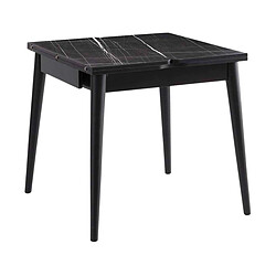 Hanah Home Totem Noir Table de repas extensible - Panneaux mélaminés et métal - 80 x 80/160 x 75 cm