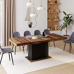Idmarket MARKET Table à manger extensible EDEN Hawkins Table extensible 160-200 cm - Pied central - Plateau bois foncé - Design industriel