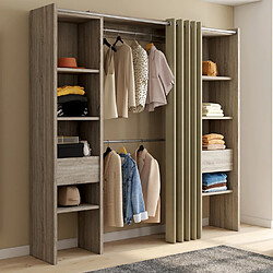 Idmarket Dressing extensible double MERYL 120/180 x 50 x 180 cm hêtre 