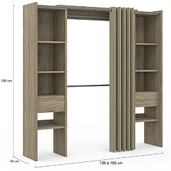 Acheter Idmarket Dressing extensible double MERYL 120/180 x 50 x 180 cm hêtre