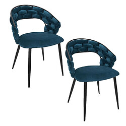 The Home Deco Factory Lot de 2 chaises assise tressée LUND - Bleu