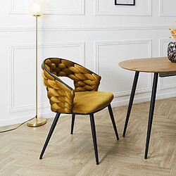 The Home Deco Factory Lot de 2 chaises assise tressée LUND - Jaune
