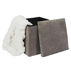 The Home Deco Factory Pouf de rangement pliable effet côtelé - Taupe pas cher