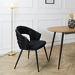 The Home Deco Factory Lot de 2 chaises assise tressée LUND - Noir