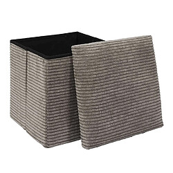 Avis The Home Deco Factory Pouf de rangement pliable effet côtelé - Taupe