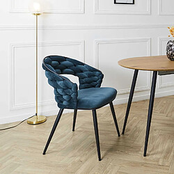 The Home Deco Factory Lot de 2 chaises assise tressée LUND - Bleu