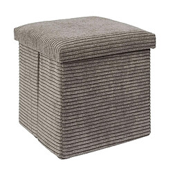The Home Deco Factory Pouf de rangement pliable effet côtelé - Taupe