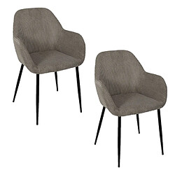 The Home Deco Factory Lot de 2 fauteuils en tissu côtelé DRAMMEN - Gris