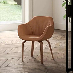 Inside 75 OZZIO ELIOT-Chaise - Cuir Havana Chaise de salle à manger - Cuir haute qualité - Structure chêne - Design italien