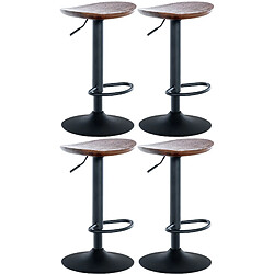 Decoshop26 Lot de 4 tabourets de bar bois et métal - Marron