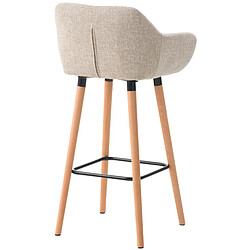 Decoshop26 Tabouret de bar lounge x1 design scandinave assise en tissu crème pieds en bois repose-pieds en métal 10_0004922