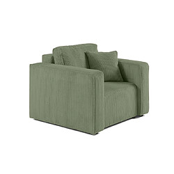 BESTMOBILIER Topaze - Fauteuil Velours côtelé Vert sauge